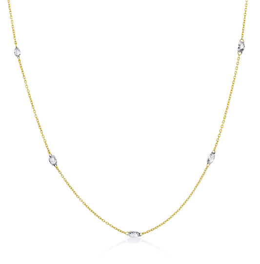 14ky .85ctw 5-Stone Rose-Cut Diamond Necklace