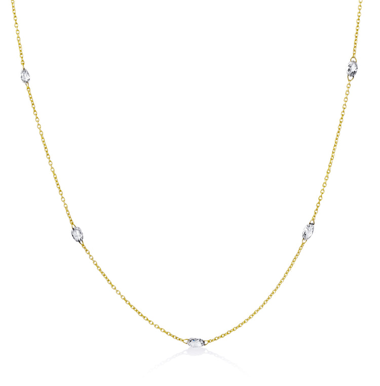 14ky .85ctw 5-Stone Rose-Cut Diamond Necklace