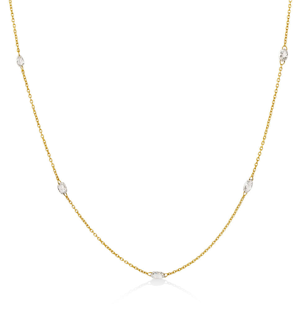 14ky .85ctw 5-Stone Rose-Cut Diamond Necklace