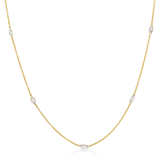 14ky .85ctw 5-Stone Rose-Cut Diamond Necklace