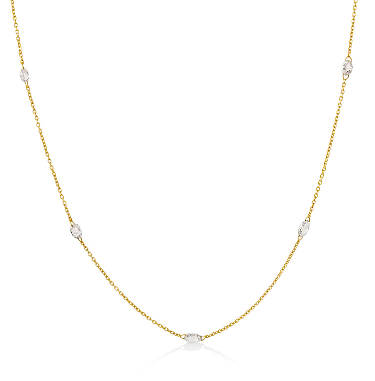 14ky .85ctw 5-Stone Rose-Cut Diamond Necklace