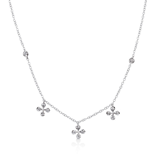 14kw .47ctw 3 Flower Diamond by the Yard Necklace