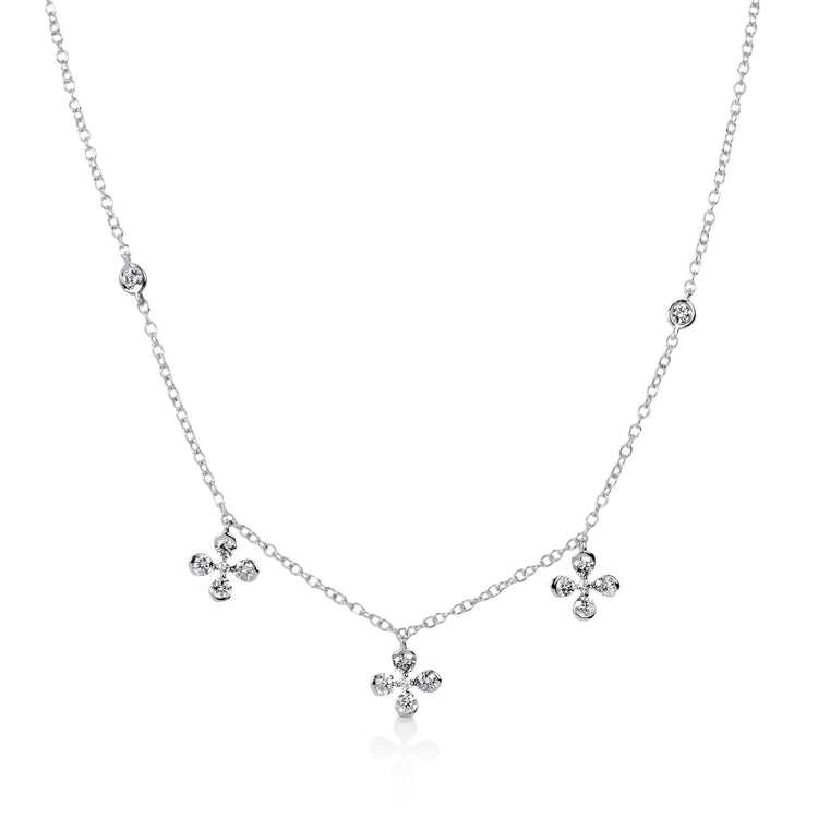 14kw .47ctw 3 Flower Diamond by the Yard Necklace