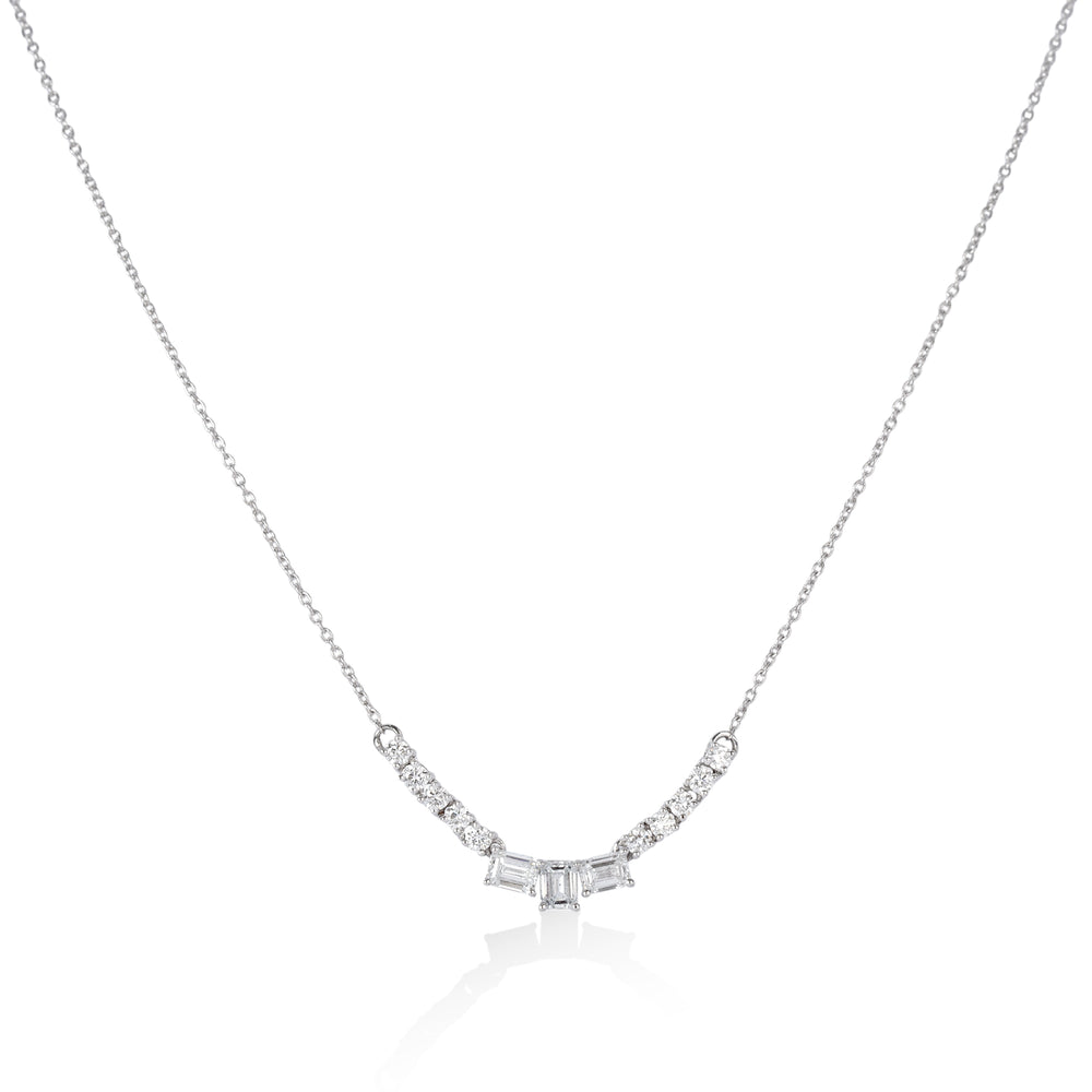 14kw .82ctw Round & Emerald-Cut Lab Grown Diamond Necklace