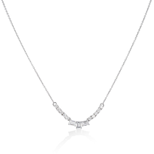 14kw .82ctw Round & Emerald-Cut Lab Grown Diamond Necklace