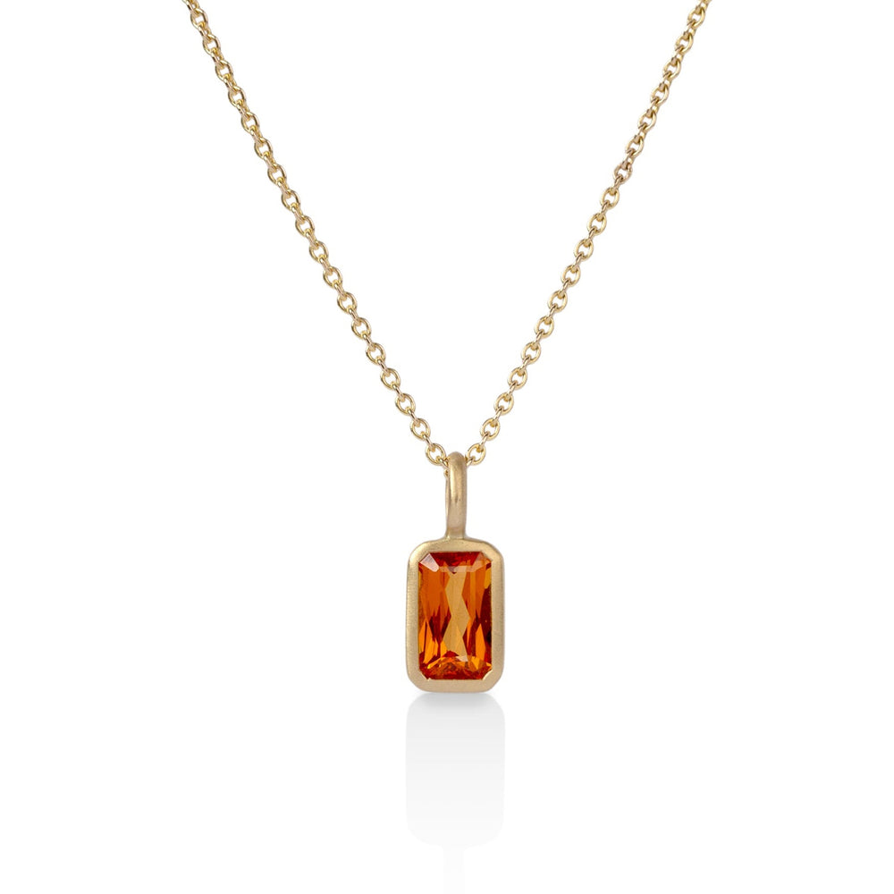 18ky 1.07ct Radiant Spessartite Bezel Pendant with 18