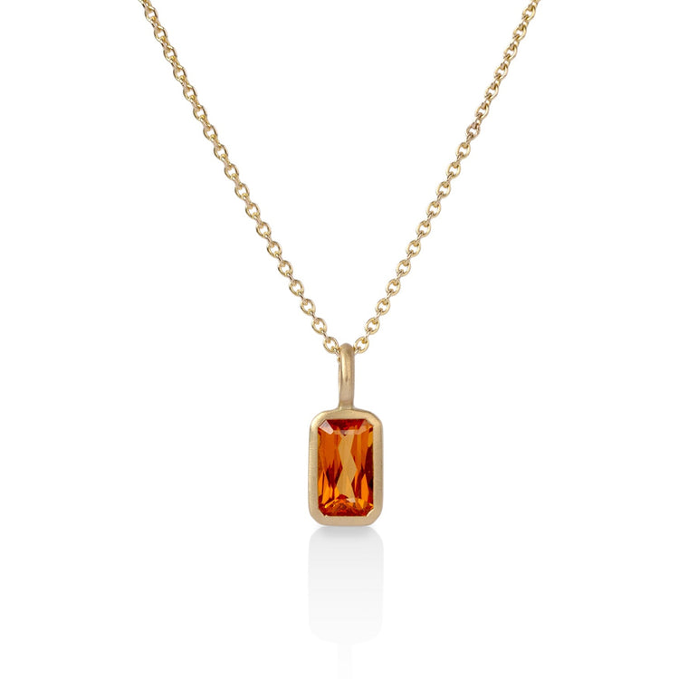 18ky 1.07ct Radiant Spessartite Bezel Pendant with 18