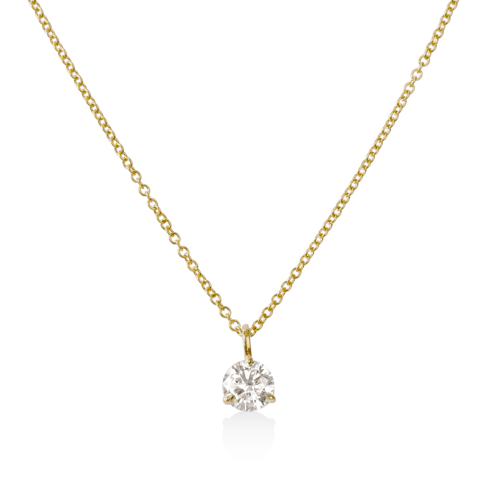 14ky .50ct RBC Lab Three Prong Pendant