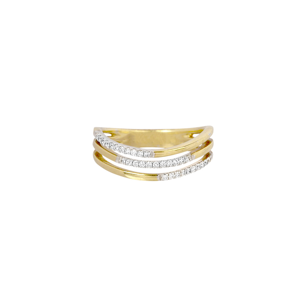 18ky .15ctw Three Row Gold & Diamond Band