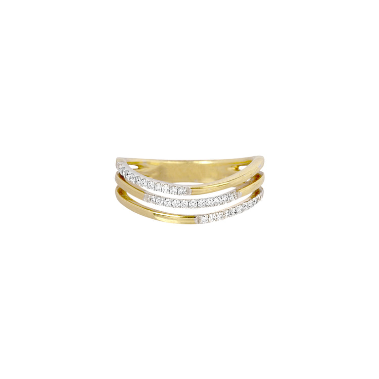 18ky .15ctw Three Row Gold & Diamond Band