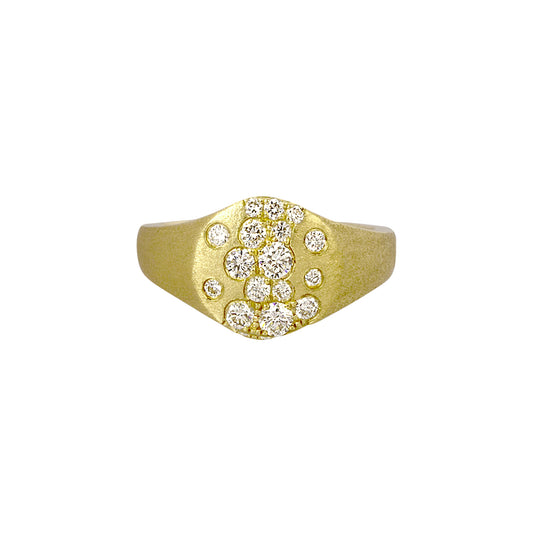 14ky .34ctw Confetti Diamond Signet Pinky Ring