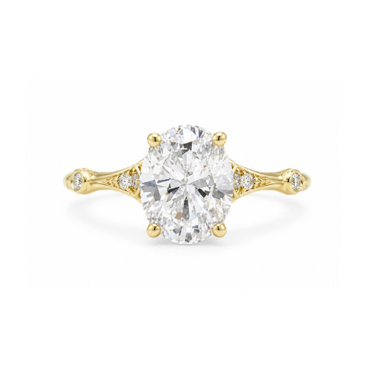 14ky  .10ctw Oval-Cut Kite Diamond Cathedral Ring