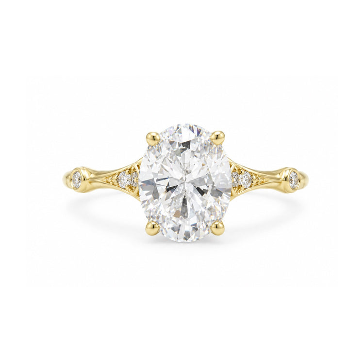 14ky  .10ctw Oval-Cut Kite Diamond Cathedral Ring