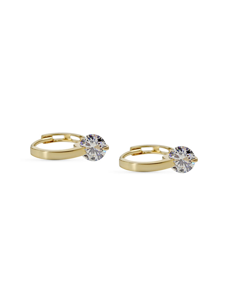 14ky .24ctw Stationed Diamond Hoop Earrings