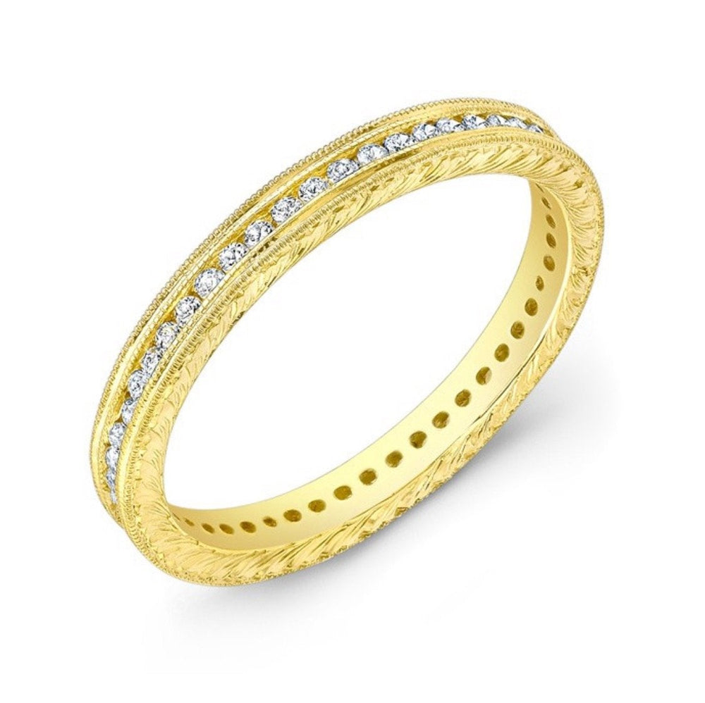 14ky Diamond Channel-Set Wedding Band