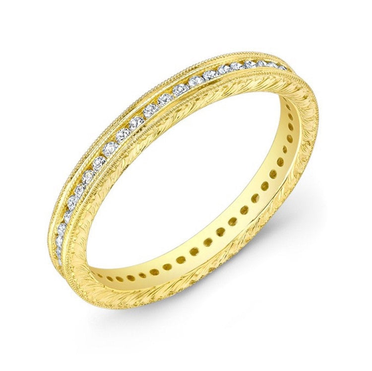 14ky Diamond Channel-Set Wedding Band
