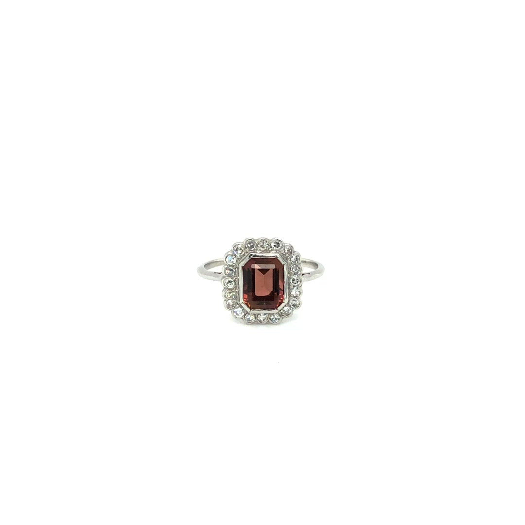 Vintage 1.50ct Tourmaline and Diamond Halo Ring in Platinum