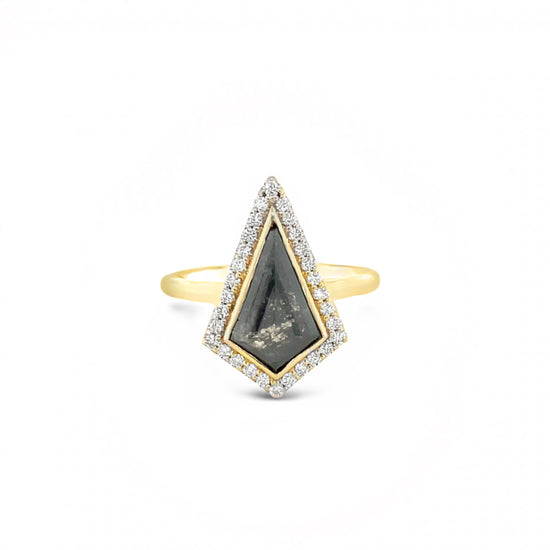 2.64ct Kite-Shaped Salt & Pepper Halo Diamond Ring