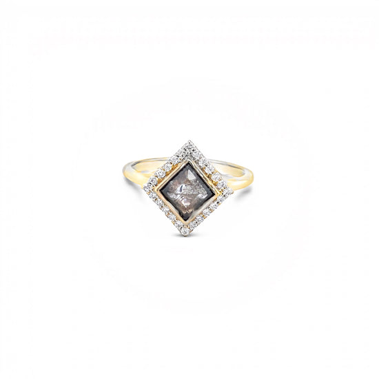 .78ct Halo Princess-Cut Salt & Pepper DiamondRing
