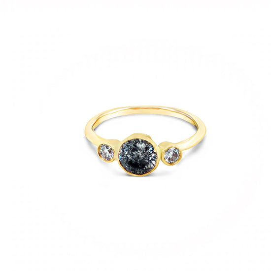 1.15ctw 3-Bezel Gray & White Diamond Ring