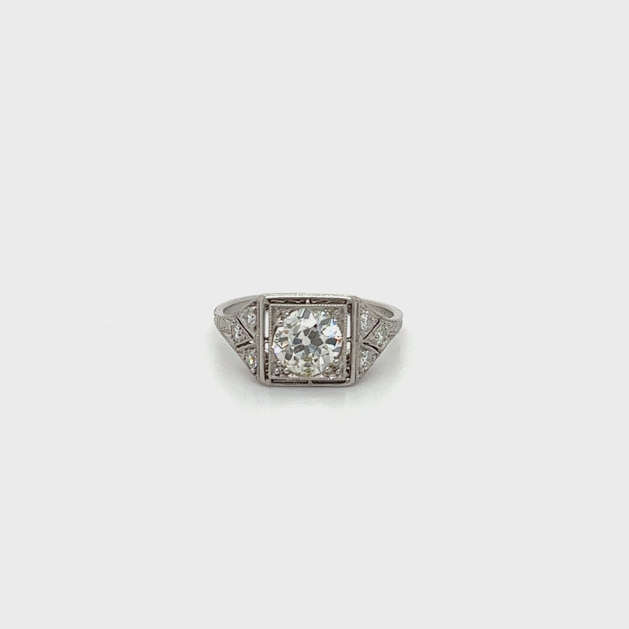 Vintage Platinum .92 SI2 L OMC .10ctw Square Top