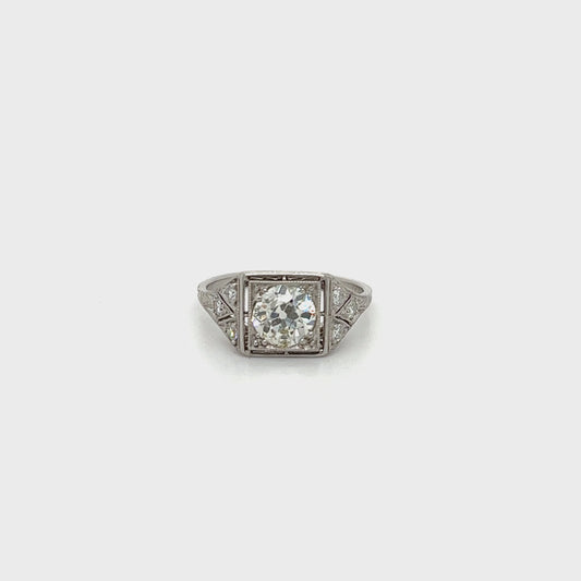 Vintage Platinum .92 SI2 L OMC .10ctw Square Top