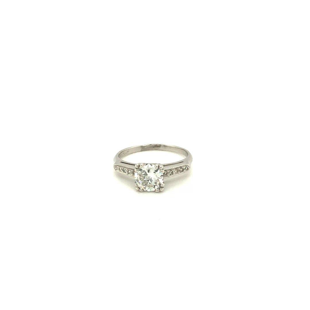 Vintage 0.90 Platinum Deco Ring with Accents