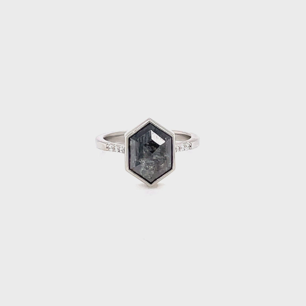 1.58ct Salt & Pepper Diamond Bezel Ring