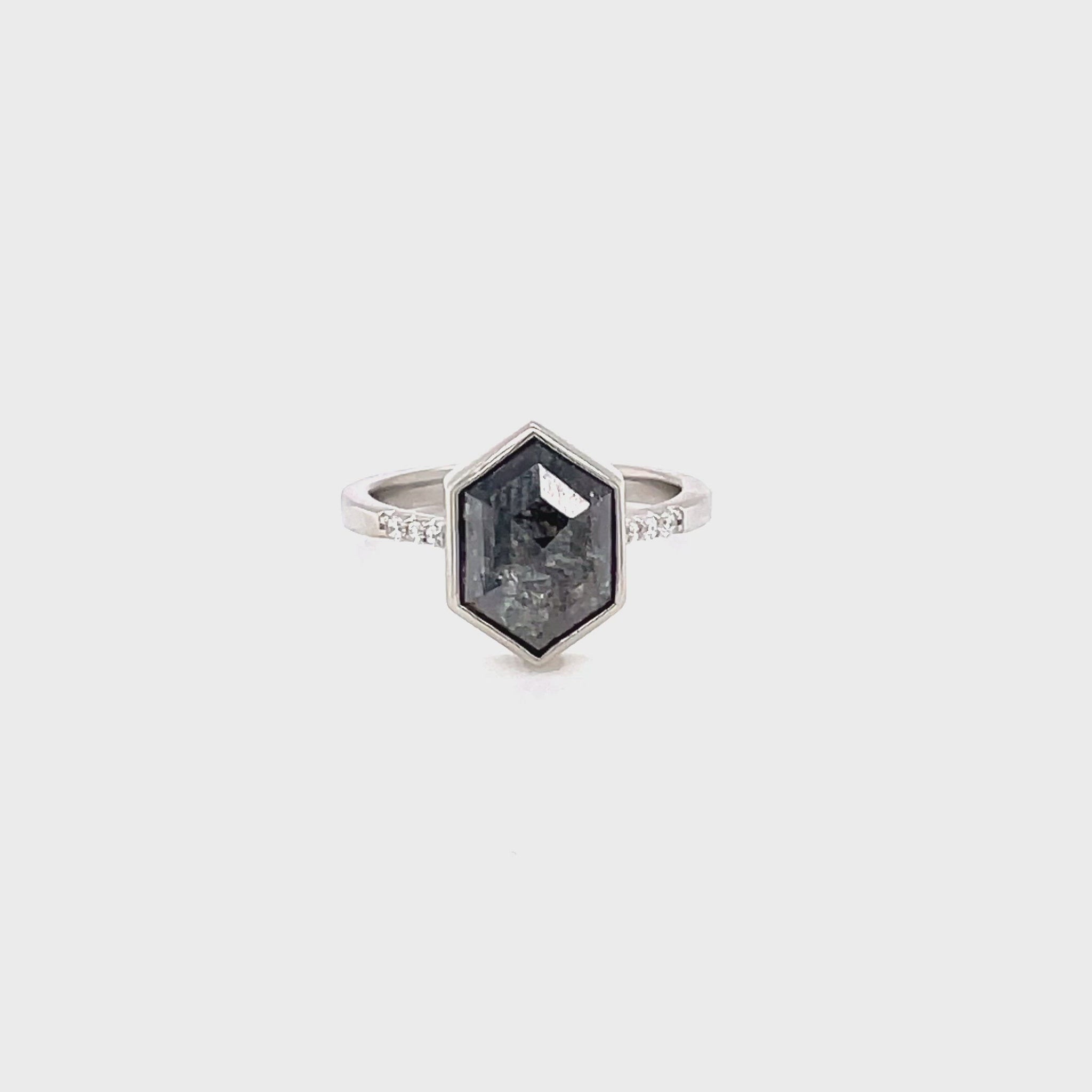 1.58ct Salt & Pepper Diamond Bezel Ring