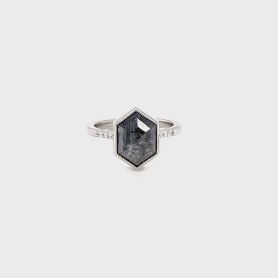 1.58ct Salt & Pepper Diamond Bezel Ring