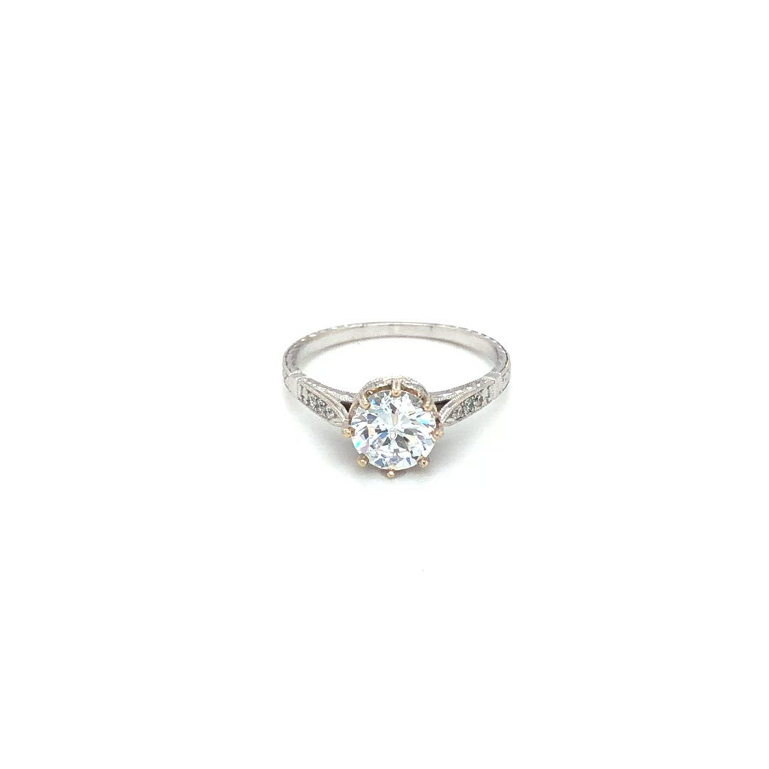 Vintage-Inspired 18kw Jolie Delicate Tapered Crown Ring