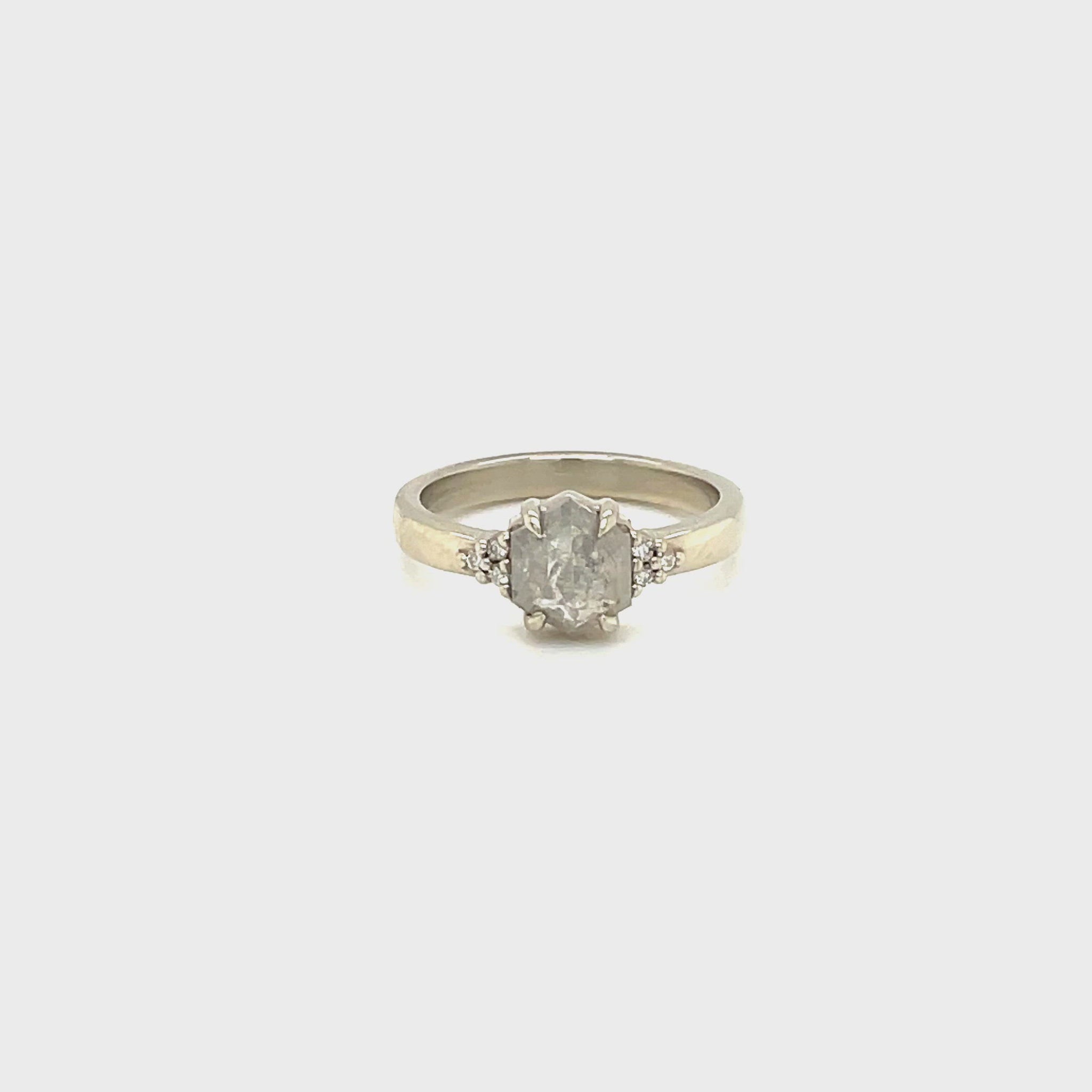1.24ct "Maya" Hex-Shaped Salt & Pepper Diamond Ring