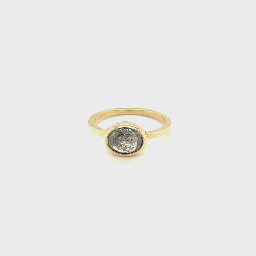 1.55ct East-West Oval Salt & Pepper Diamond Ring