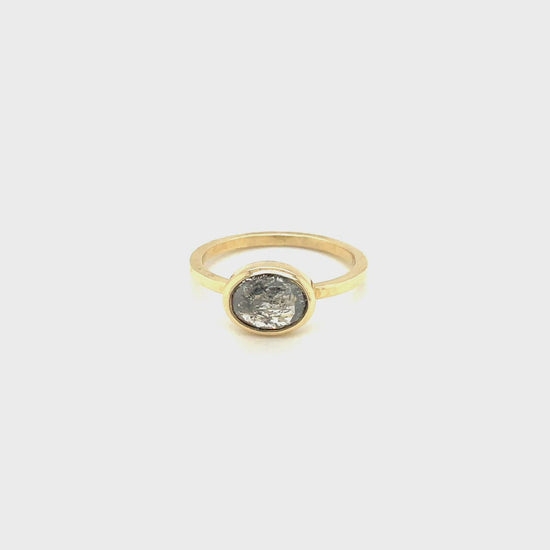 1.55ct East-West Oval Salt & Pepper Diamond Ring