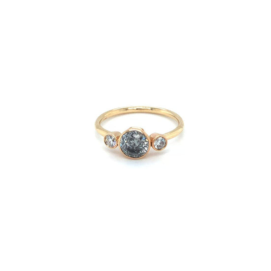 1.15ctw 3-Bezel Gray & White Diamond Ring