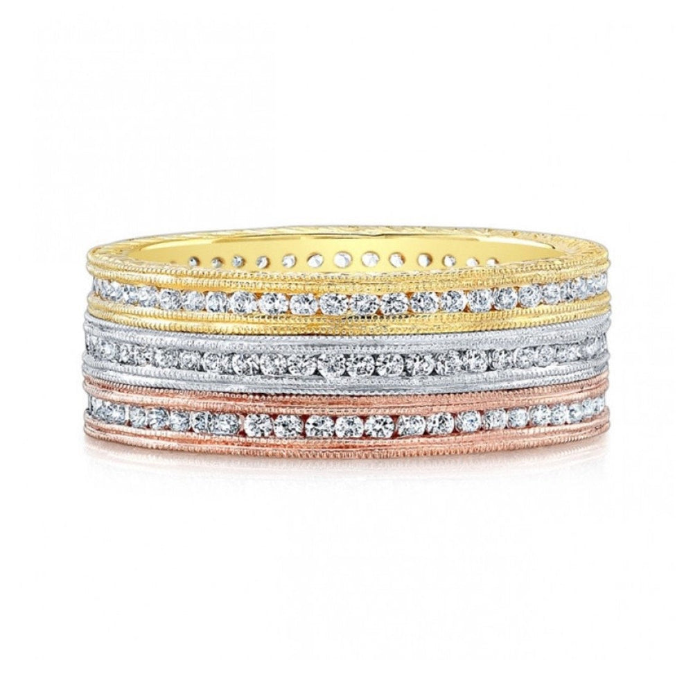 14ky Diamond Channel-Set Wedding Band