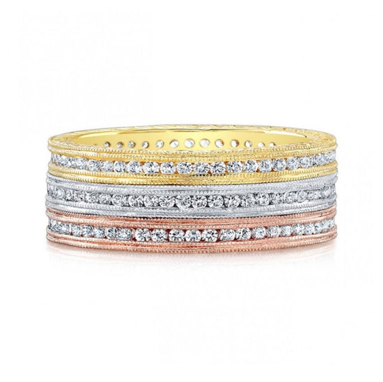14ky Diamond Channel-Set Wedding Band