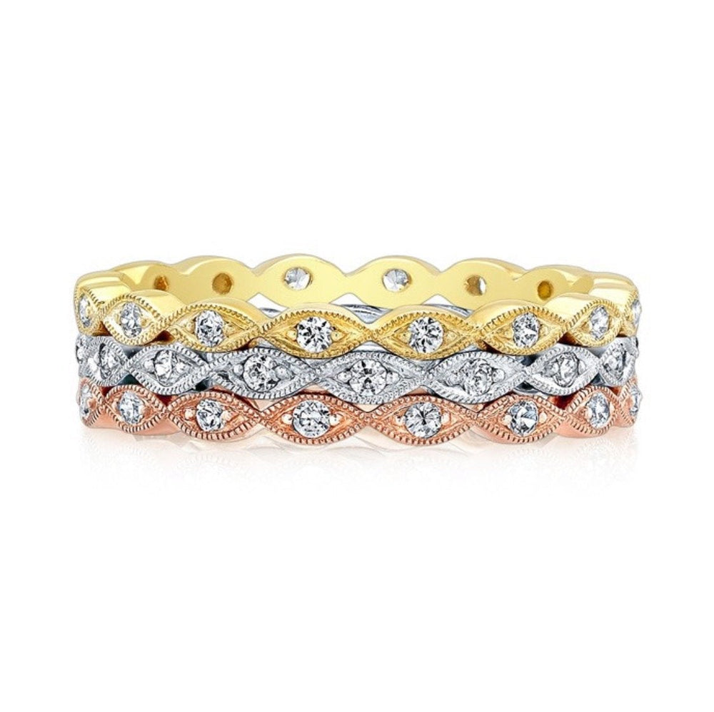 Unique Bezel-Set Marquise + Round Diamond Wedding Band