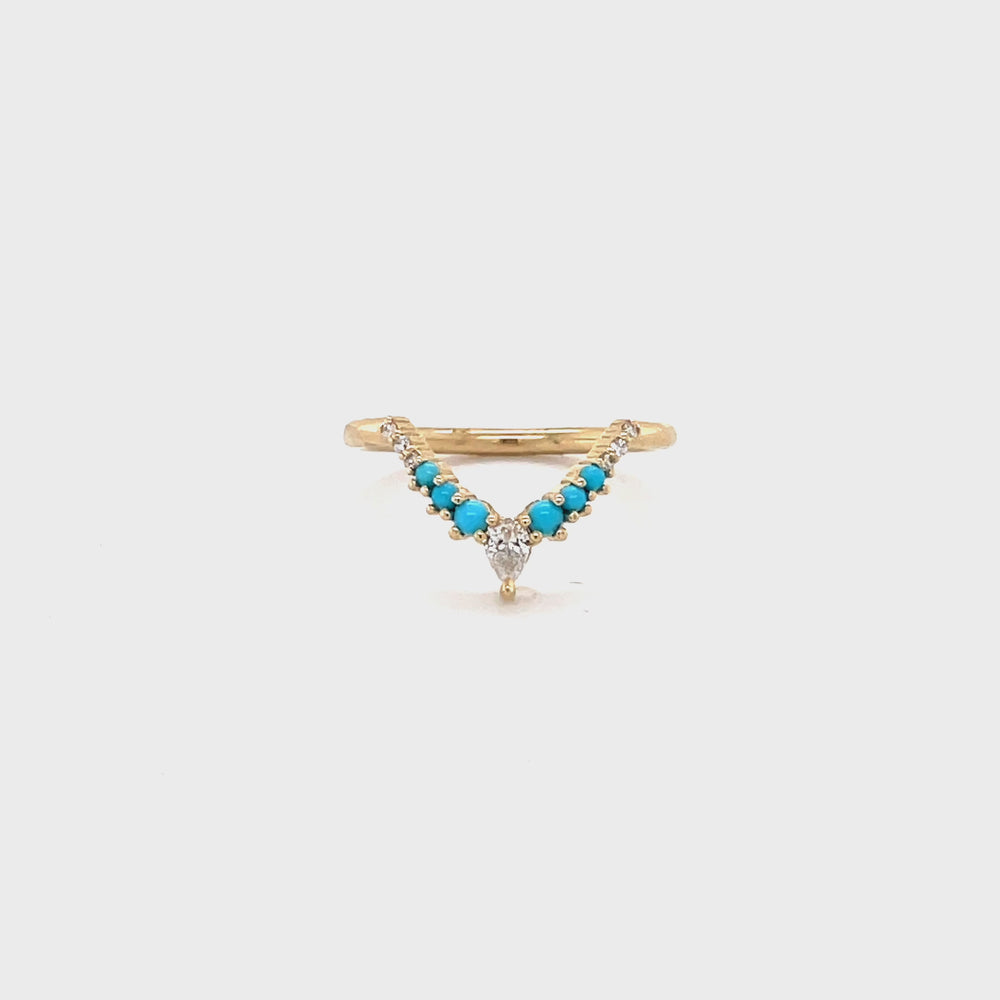 14ky Turquoise Contoured Band