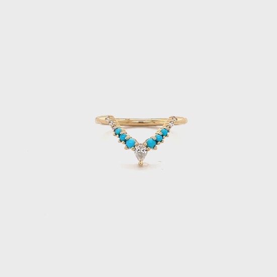 14ky Turquoise Contoured Band
