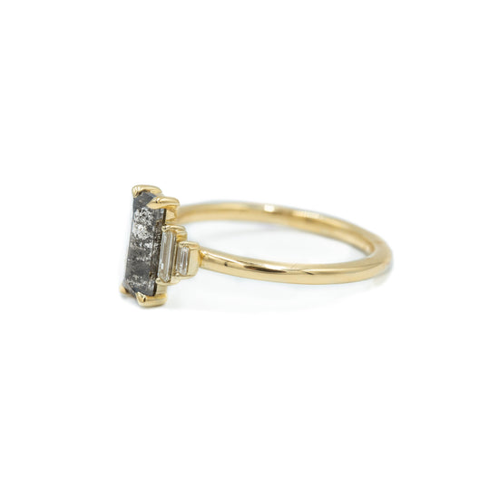 .86ct Salt & Pepper Baguette-Cut 5-Stone Diamond Ring