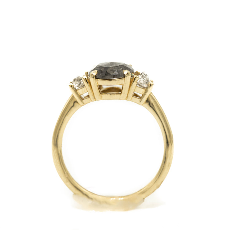 1.65ct 3-Stone Oval Salt & Pepper Diamond Ring