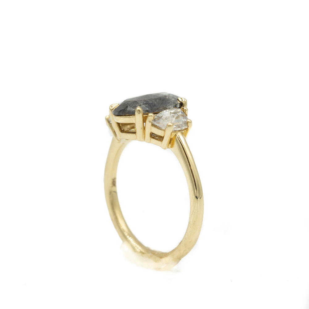 1.65ct 3-Stone Oval Salt & Pepper Diamond Ring