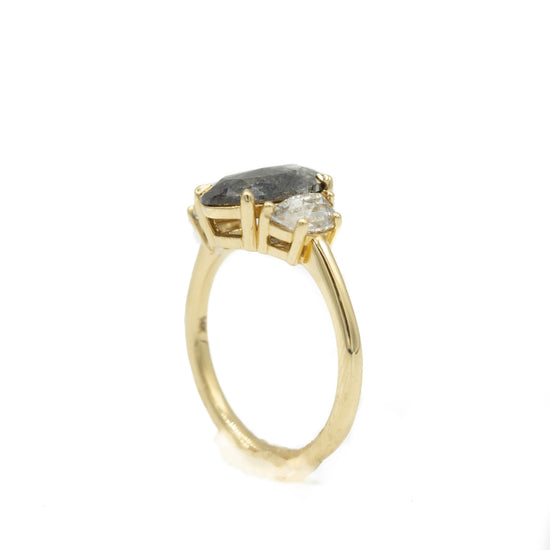 1.65ct 3-Stone Oval Salt & Pepper Diamond Ring