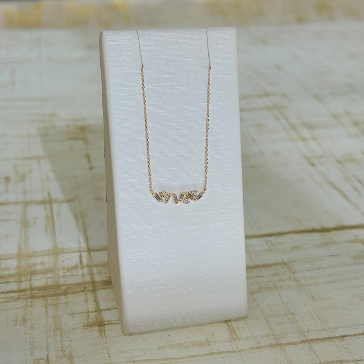 14ky .19ctw Mixed Shaped Bar Necklace by Urbaetis