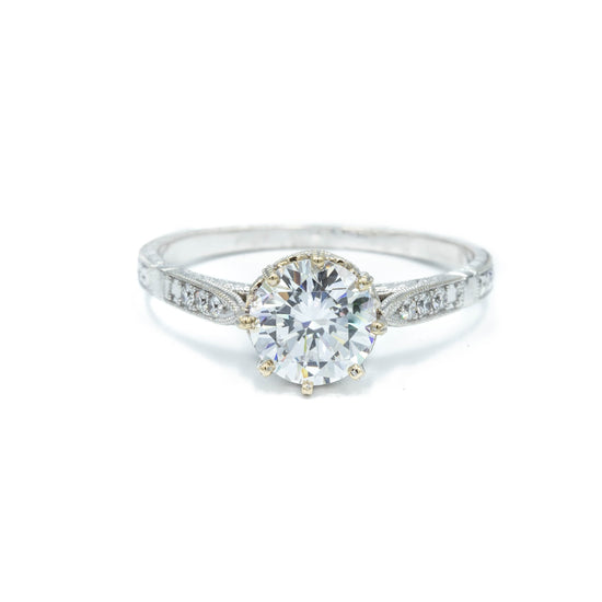 Vintage-Inspired 18kt White Gold Accented Crown Ring By Jolie