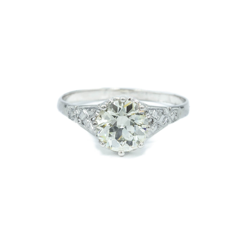 Vintage Platinum 1.34ct 8-Prong Cathedral Ring