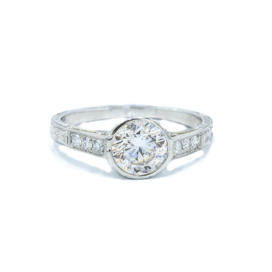 18kw Jolie Crown Bezel Filigree Ring