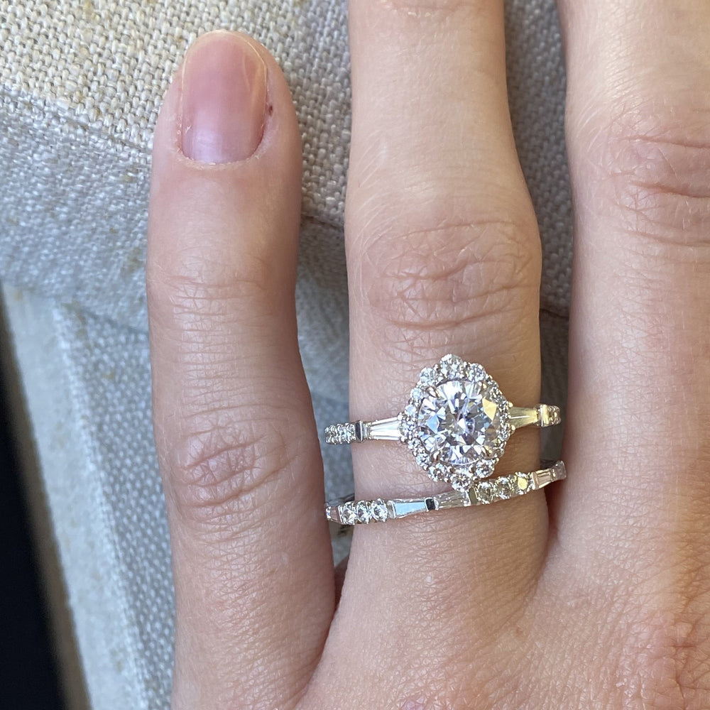 14k White Gold Baguette Halo by Uneek Jewelry