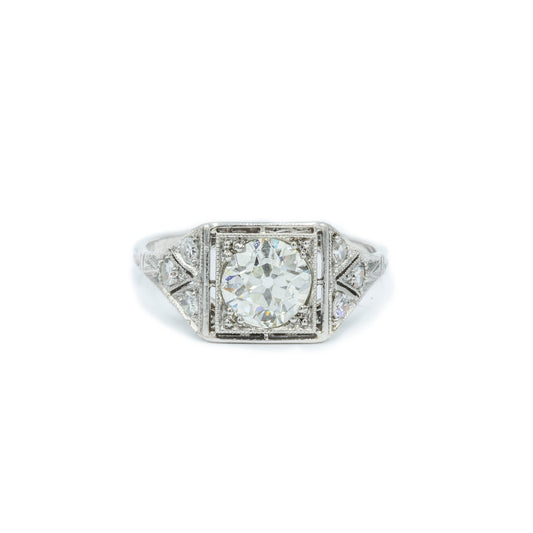 Vintage Platinum.92ct Diamond Ring